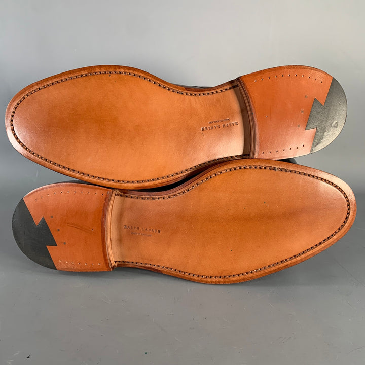 RALPH LAUREN Size 10.5 Marlow Brown Cordovan Leather Derby Lace-Up Shoes