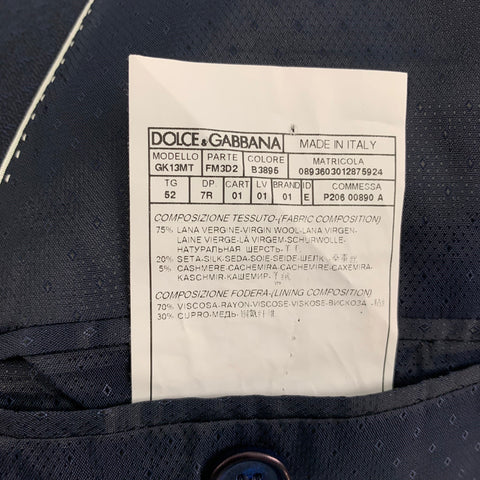 DOLCE & GABBANA Size 42 Navy Pattern Wool Blend Suit