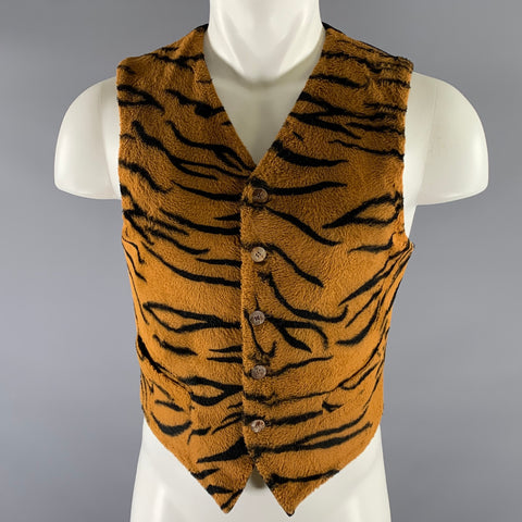 JEAN PAUL GAULTIER Size S Orange Black Tiger Polyester Blend Vest