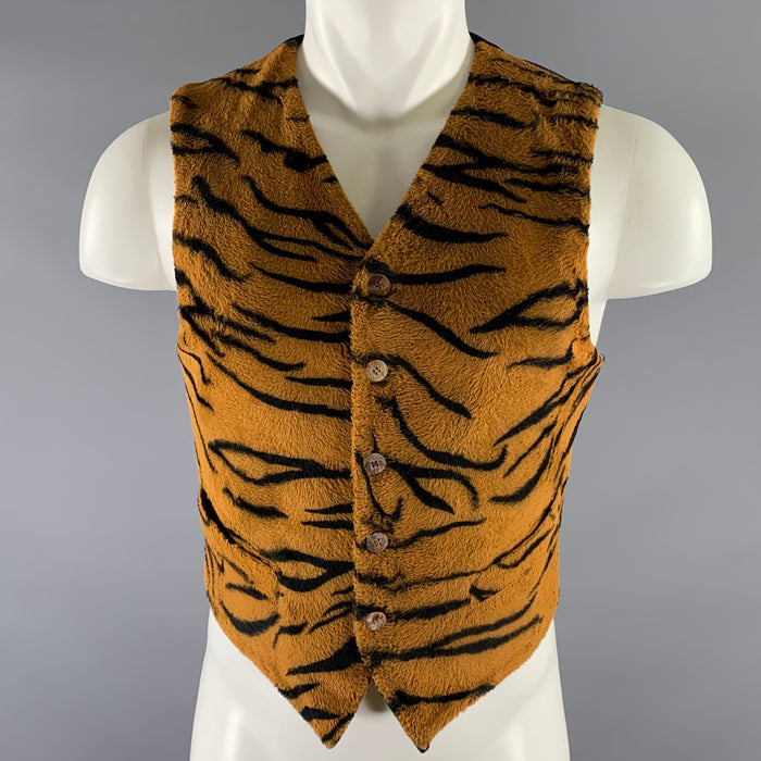 JEAN PAUL GAULTIER Size S Orange Black Tiger Polyester Blend Vest