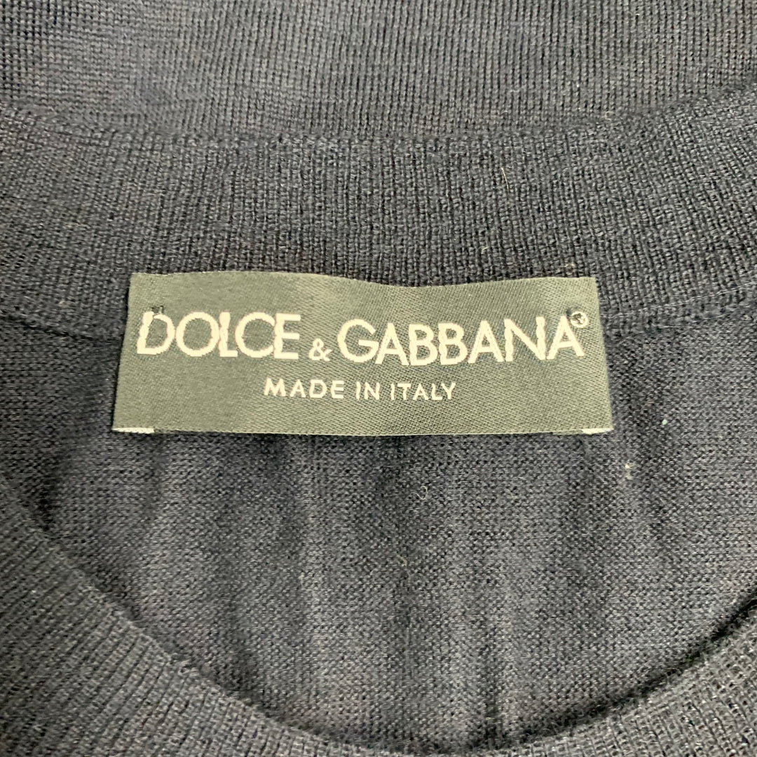 DOLCE & GABBANA Size M Navy Knit Cashmere Crew Neck Pullover