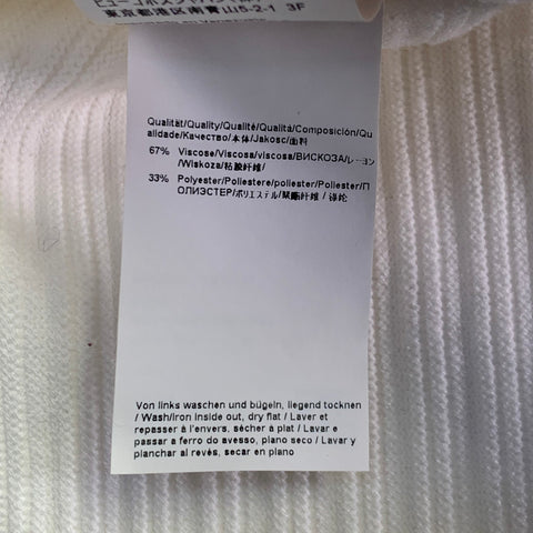 HUGO BOSS Size L White Viscose Blend Ribbed Long Sleeve Casual Top