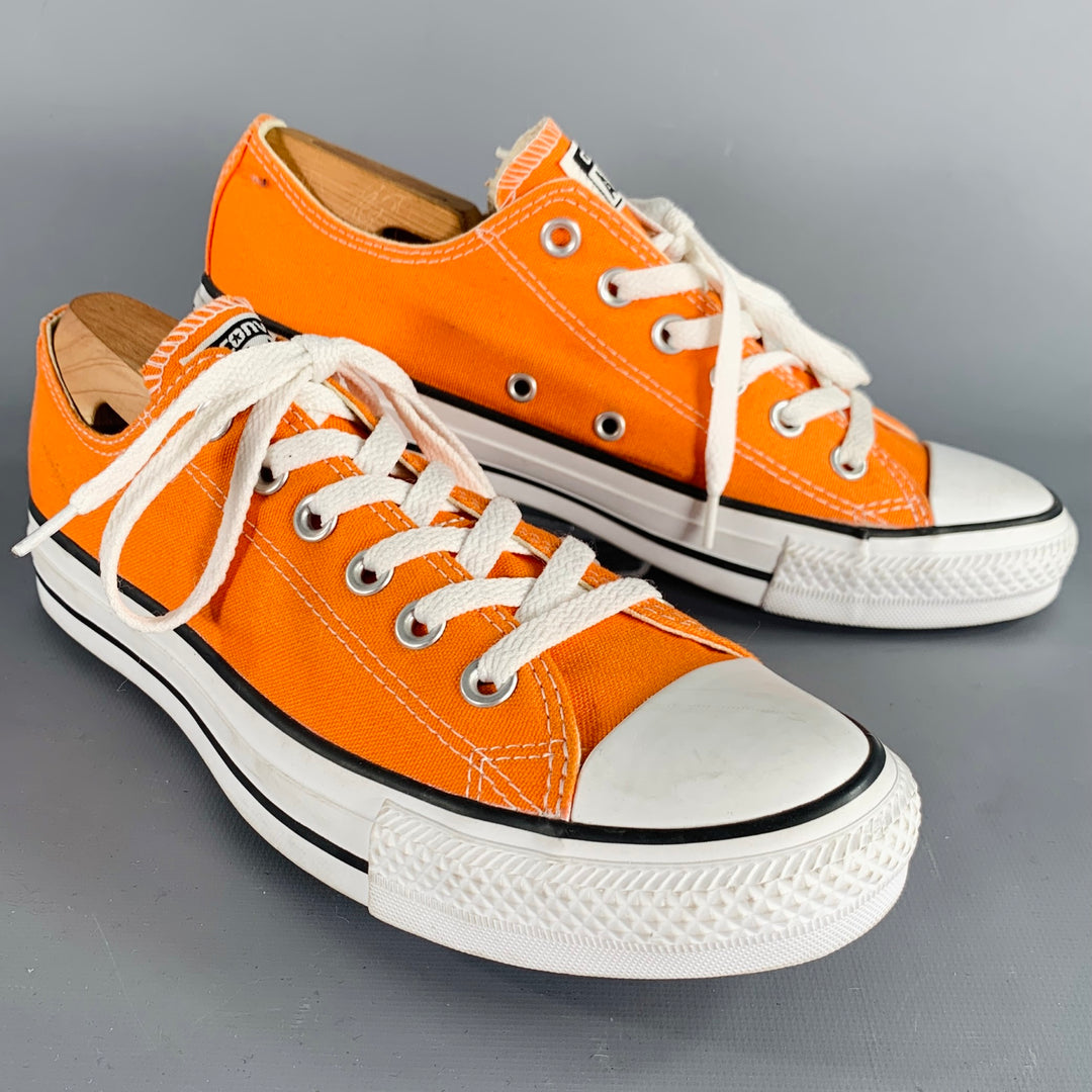 CONVERSE Size Orange Canvas Low Top Lace-Up Sneakers