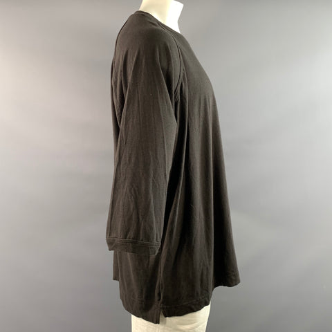 O PROJECT Size XL Black COTTON HEMP 3/4 Sleeves Long Sleeve Shirt