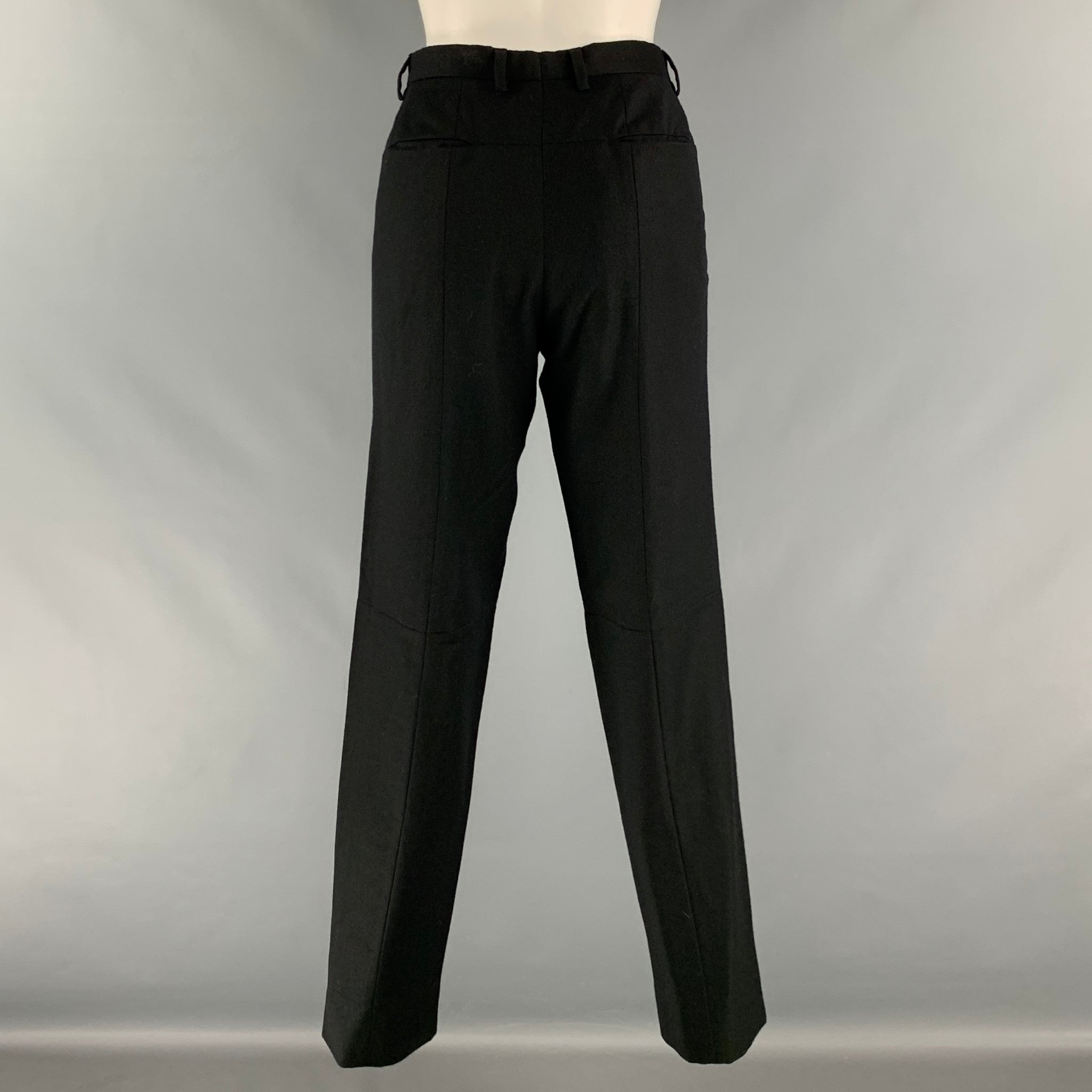 JIL SANDER Size 38 Black Patchwork Wool Single Button Suit