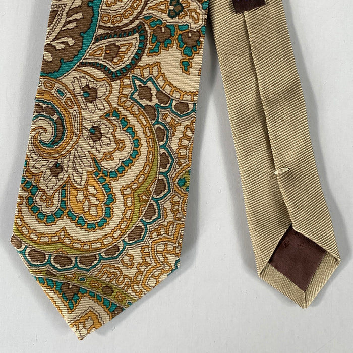 ETRO Tan Teal Paisley Silk Tie