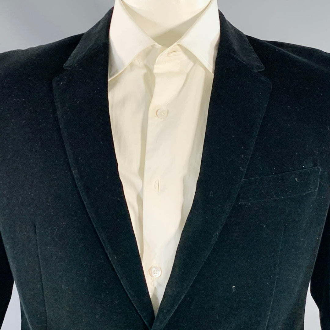 PS by PAUL SMITH Size L Black Velvet Cotton Slim Fit Notch Lapel Sport Coat
