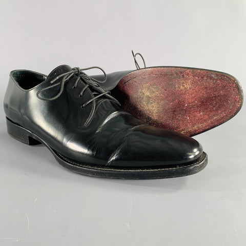 JOHN VARVATOS Size 11 Black Patent Leather Derby Lace Up Shoes