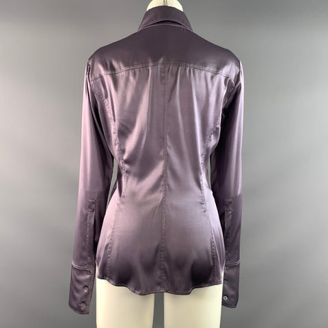 GUCCI FW2025 Size 8 Purple Silk Blend Button Up Blouse