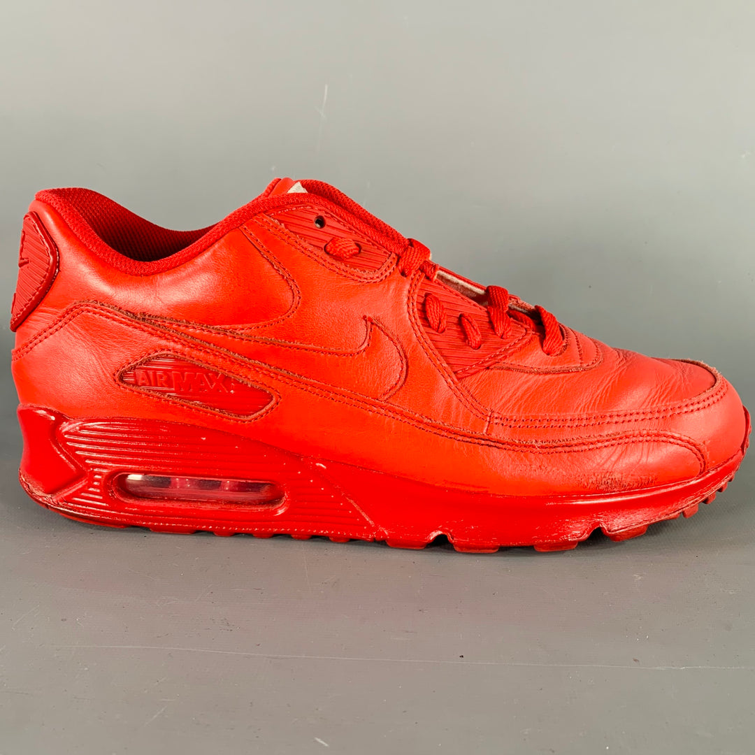 NIKE AIR MAX Size 10 Red Leather Lace-Up Sneakers