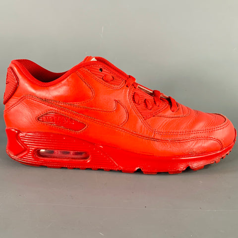 NIKE AIR MAX Size 10 Red Leather Lace-Up Sneakers