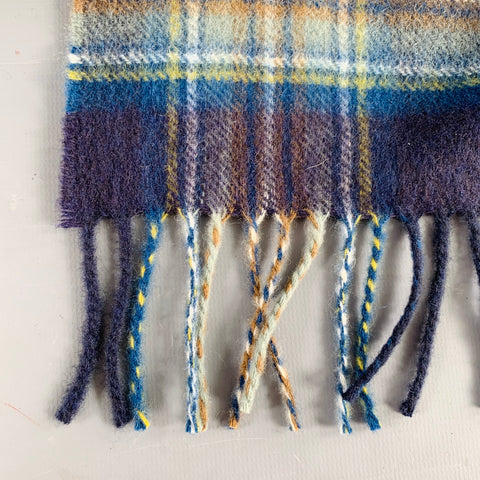 O'CONNELL'S Grey Blue Yellow Plaid Cashmere Scarf