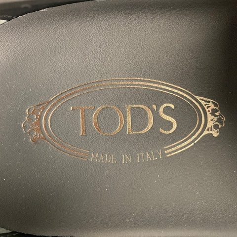 TOD'S Talla 11.5 Mocasines con suela deportiva de cuero macizo negro