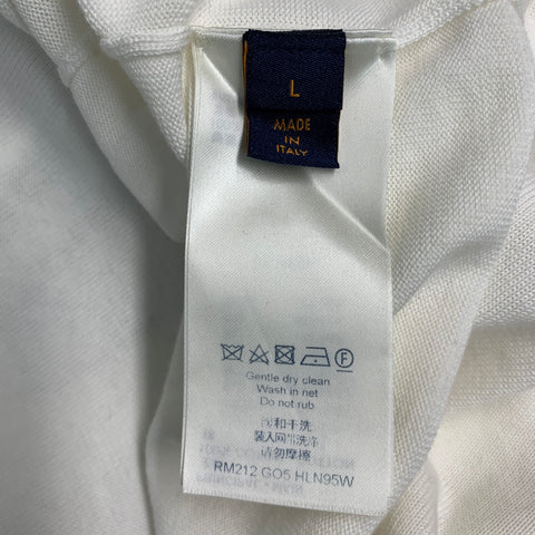 LOUIS VUITTON Size L FW21 -End Goal- White Black Cotton LV Crew Neck T-shirt