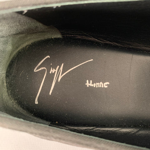 GIUSEPPE ZANOTTI Size 11 Black Textured Suede Slip On Loafers