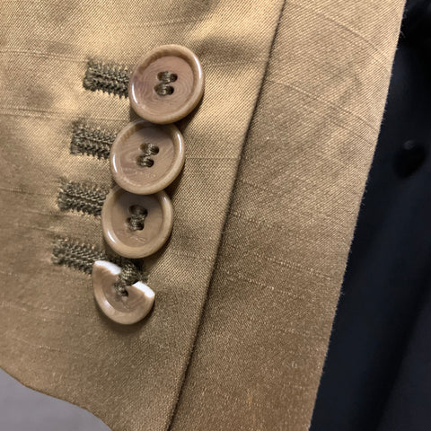 ETRO Size 8 Gold Cotton & Viscose Ruched Notch Lapel Jacket Indoor Blazer