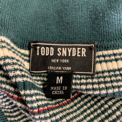 TODD SNYDER Size M Green White Plaid Silk Cotton Polo