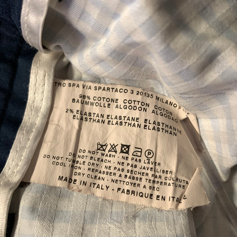ETRO Size 38 Navy Cotton Blend Pintuck Casual Pants