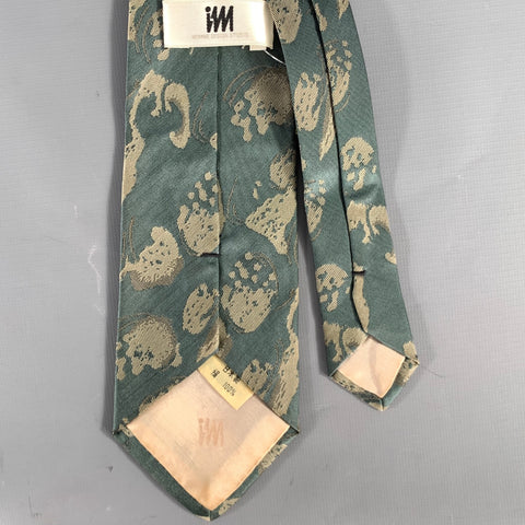 ISSEY MIYAKE Teal Tan Splatter Silk Tie