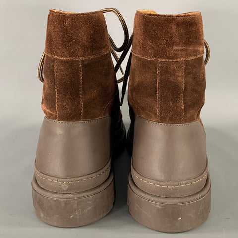 BRUNELLO CUCINELLI Size 10.5 Brown Beige Suede Lace Up Boots