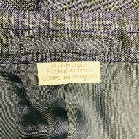 COMME des GARCONS Size L Black Navy Grey Plaid Wool Sport Coat