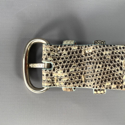 TARDINI Waist Size 28 White Black Lizard Leather Belt