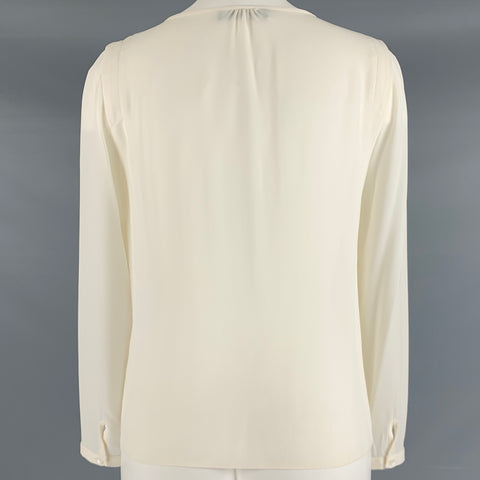 TRICOT Taille S Crème Soie Col Longue Patte Chemisier