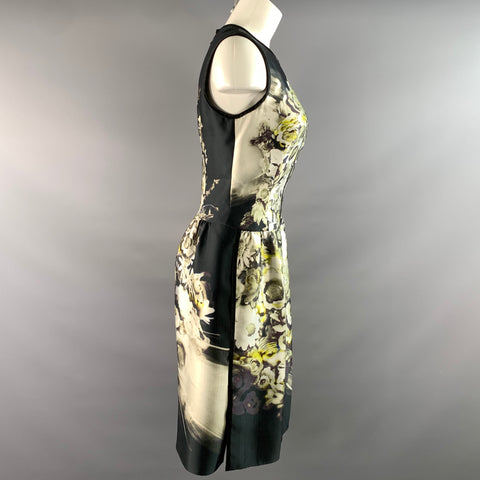 PRADA Size 6 Black Lime Silk Blend Floral Cocktail Dress – Sui Generis Designer Consignment