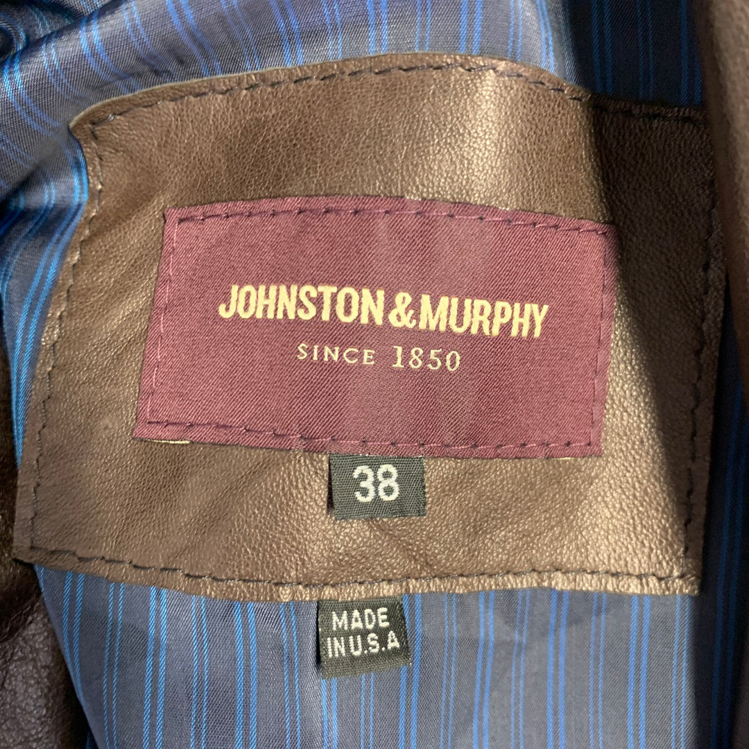 JOHNSTON MURPHY Size S Black Brown Cotton Polyurethane Zip Snaps Jacket