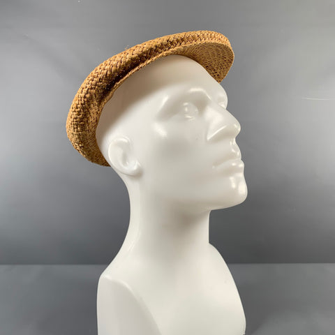 VINTAGE Taille Unique Chapeaux de Paille Tressée Beige