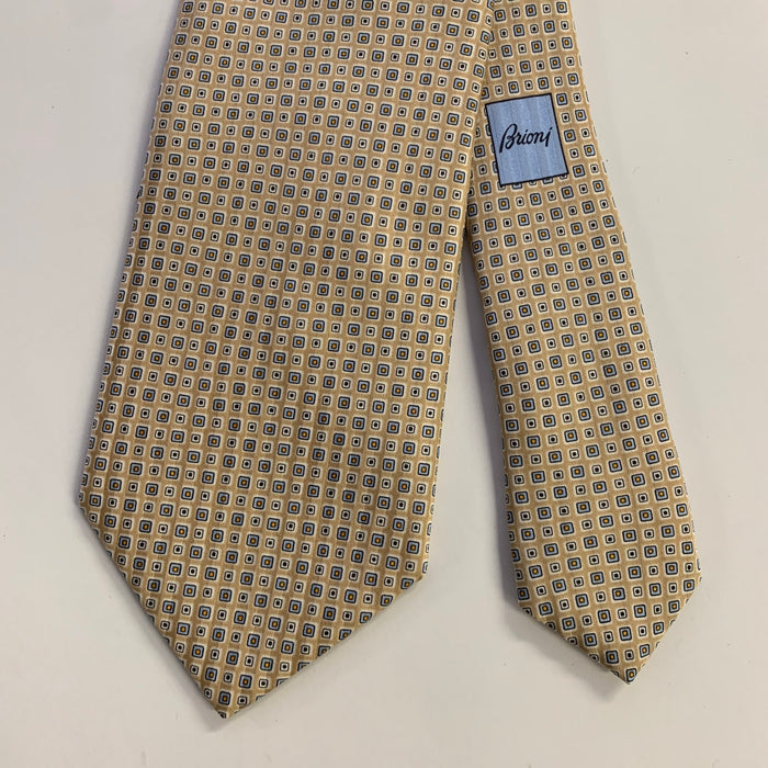 BRIONI Pince à cravate en soie géométrique bleu clair