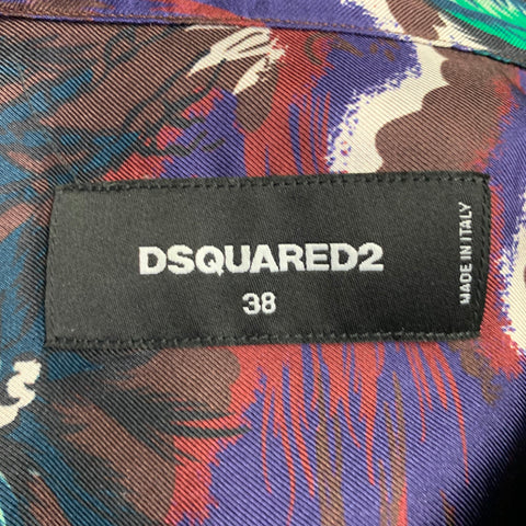 DSQUARED2 Size S Multi Color Hawaiian Tropical Silk Camp Short Sleeve Shirt