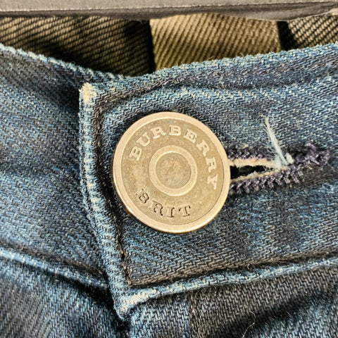 BURBERRY BRIT Size 30 -Steadman-  Navy Cotton Straight Jeans