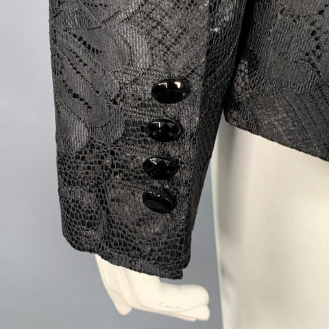 EMPORIO ARMANI Size 12 Black Polyester Blend Lace Peak Lapel Jacket Blazer