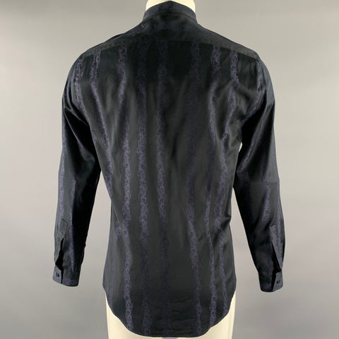 VERSACE COLLECTION Size M Navy Purple Cotton Tuxedo Long Sleeve Shirt