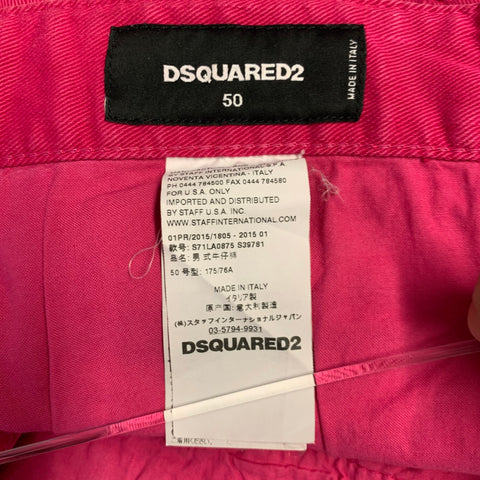 DSQUARED2 Size 34 Pink Fuchsia Distressed Cotton Blend Button Fly Jeans