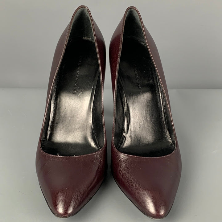 BALENCIAGA Size 6 Dark Burgundy Leather Classic Pumps