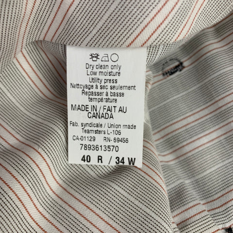 TAILO RED Size 40 Grey Light Blue Pinstripe Wool Single Breasted Suit