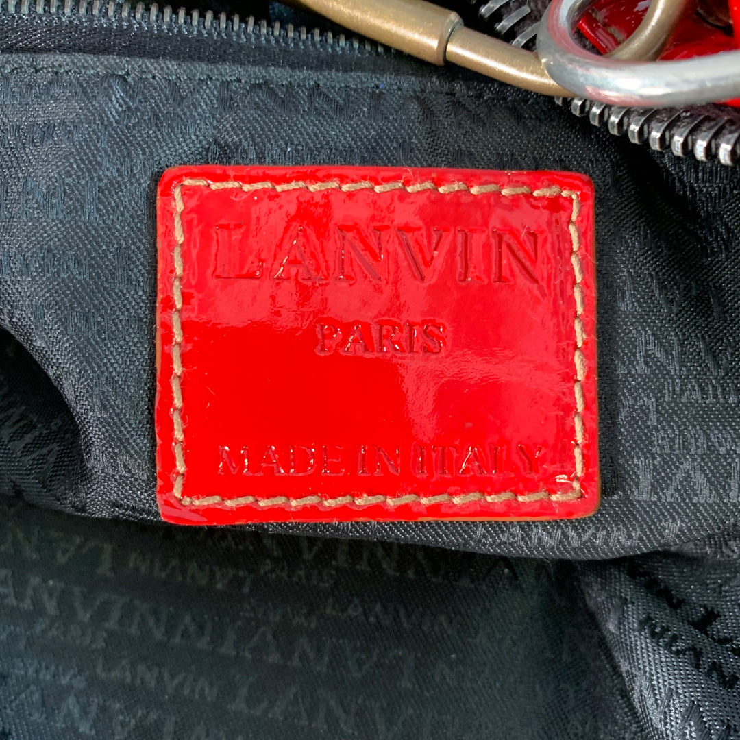 LANVIN Vintage Red Patent Leather Overnight Handbag