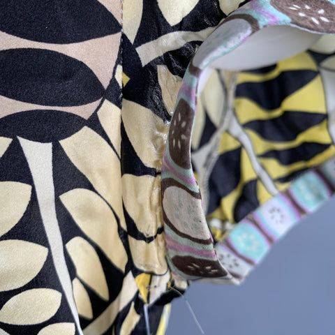 CUSTO BARCELONA Size 4 Yellow Multi Color Silk Abstract Floral Casual Top