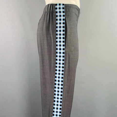 WALES BONNER Size 34 Grey Blue Wool Flat Front Casual Pants