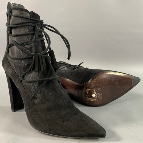 STUART WEITZMAN Size 9 Black Mesh Textured Suede Boots