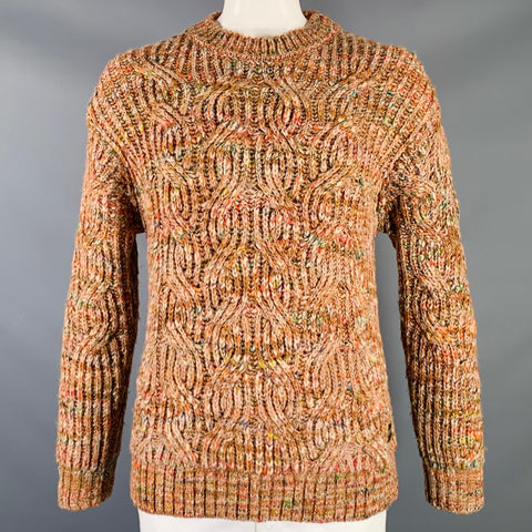 SCOTCH AND SODA Size L Orange Multi Color Cable Knit Acrylic Wool Sweater
