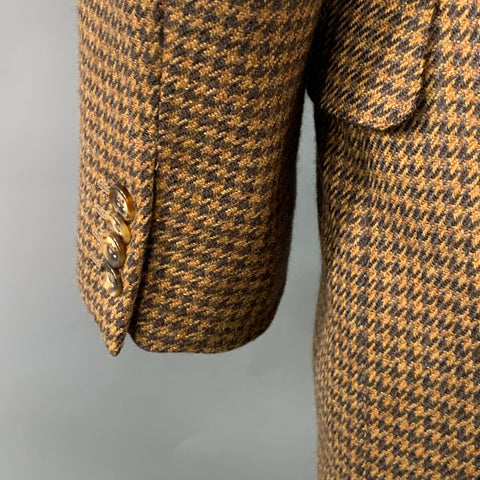 ERMENEGILDO ZEGNA Size 38 Brown Beige Houndstooth Wool Cashmere Sport Coat