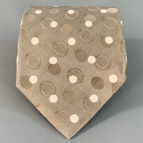 GIANFRANCO FERRE One Size Grey White Dots Silk Tie