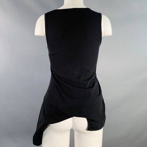 YOHJI YAMAMOTO Size M Black Jersey Sleeveless Asymmetrical Tank Casual Top