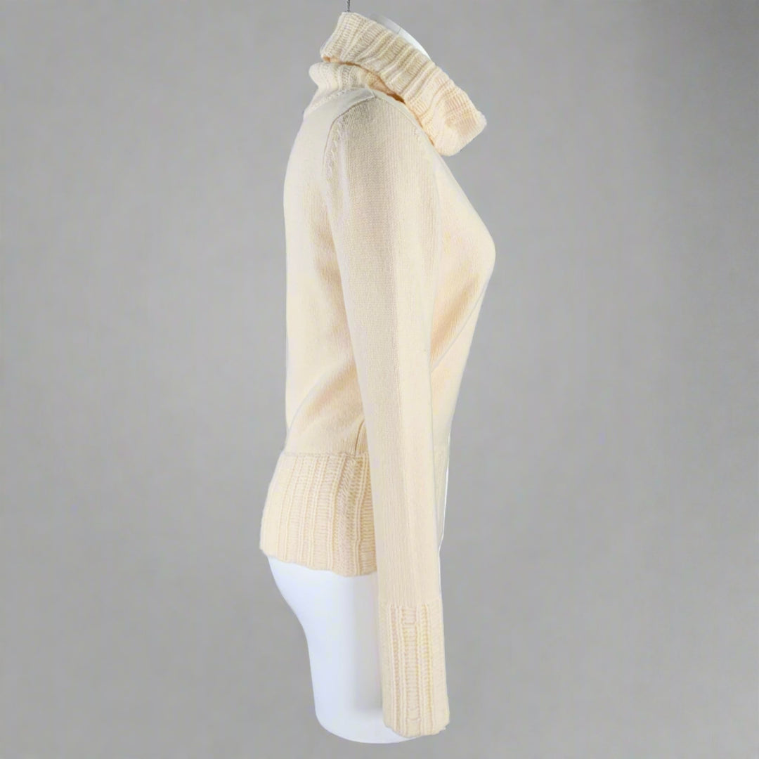 TSE Size M Cream Cashmere Knit Cowl Neck Sweater