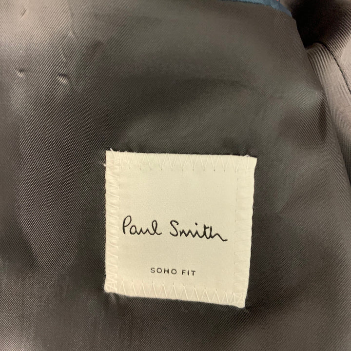 PAUL SMITH Size 40 Navy Black Floral Cotton Peak Lapel Sport Coat