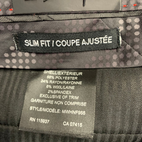 SUITOR Size 40 Black Charcoal Glenplaid Polyester Blend Suit