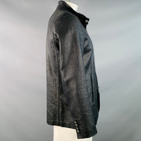 JOHN VARVATOS STAR USA Size L Black Cotton Zip Buttons Jacket